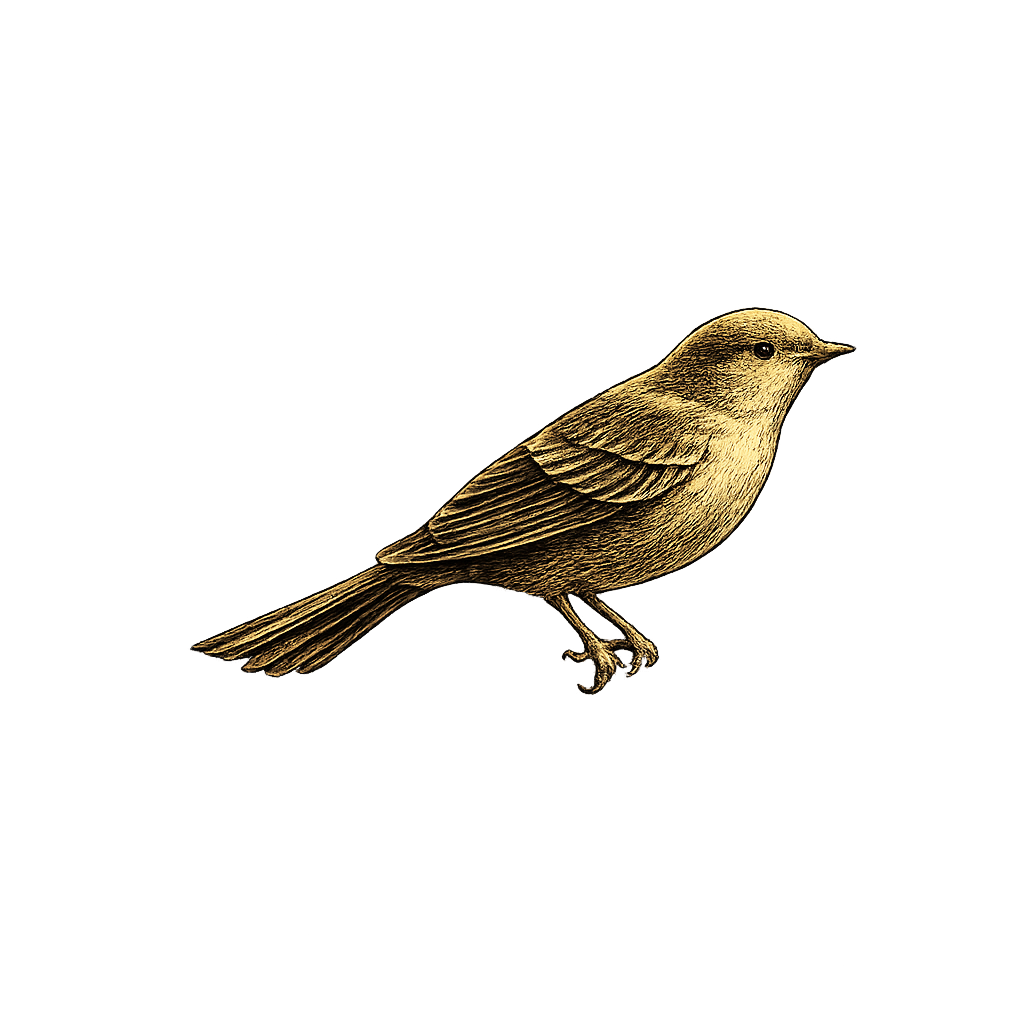 A golden bird in Victorian engraving style